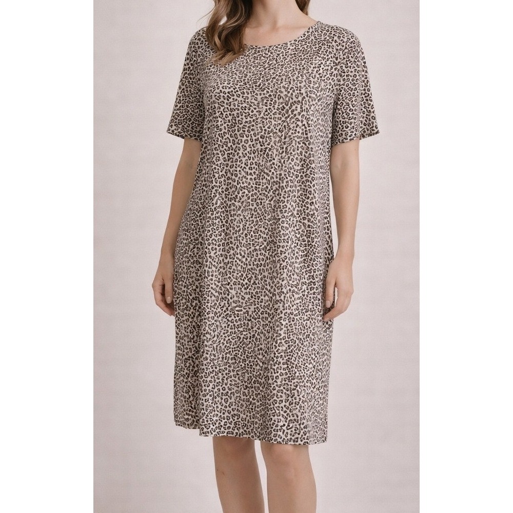 Jenni Kayne Leopard Print Tshirt Dress Small‎ Minimalist Capsule Comfort Casual